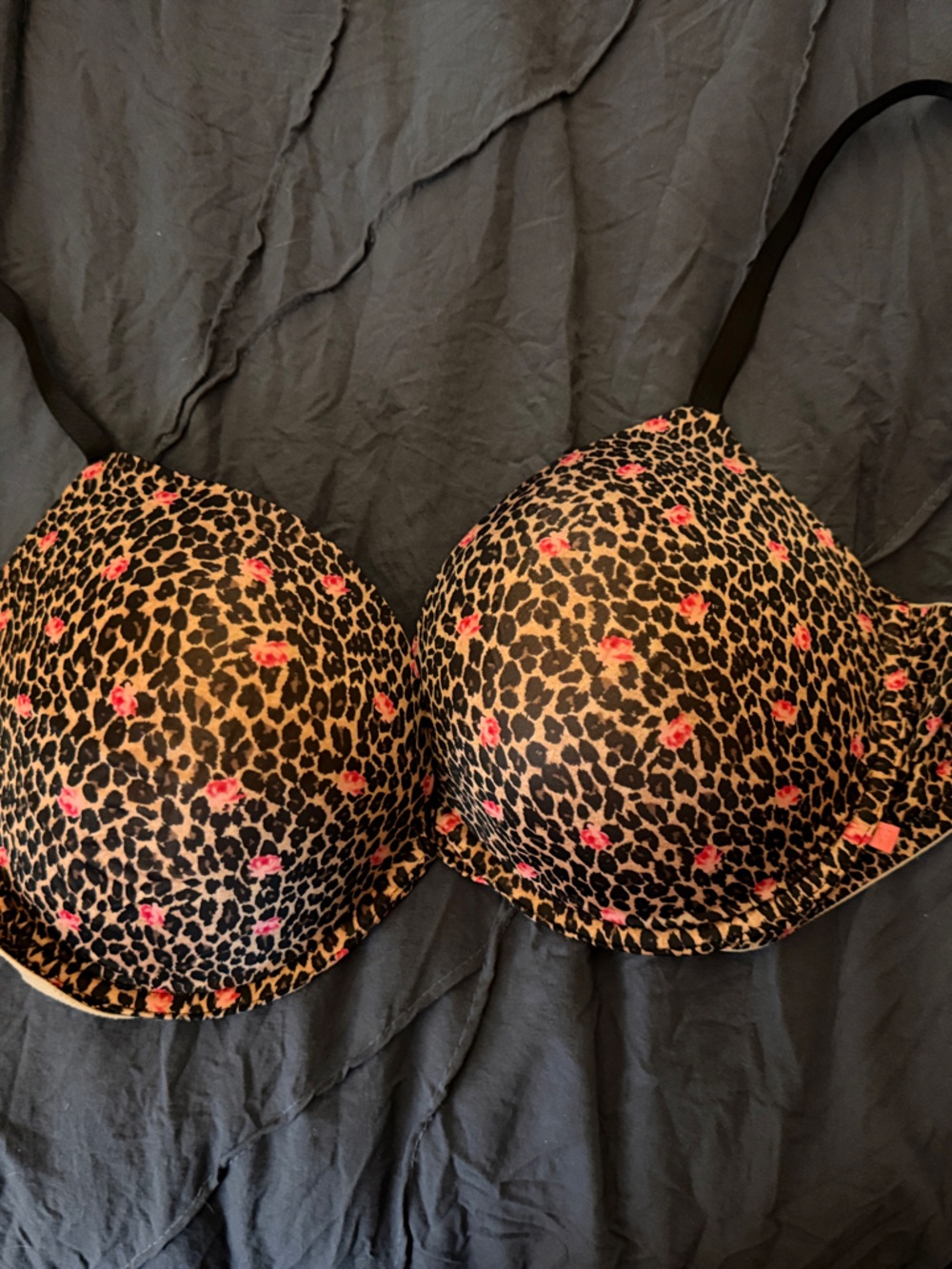 Victoria's Secret Leopard Print Bra with Pink Floral Accents